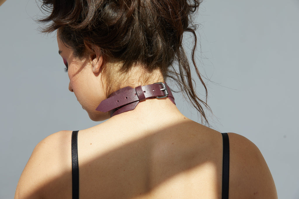 wide leather choker