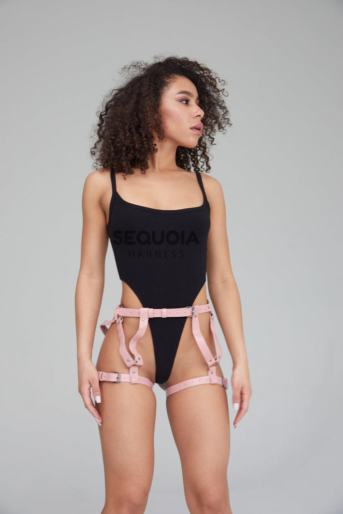 Pink Leather Garter Belt Harness